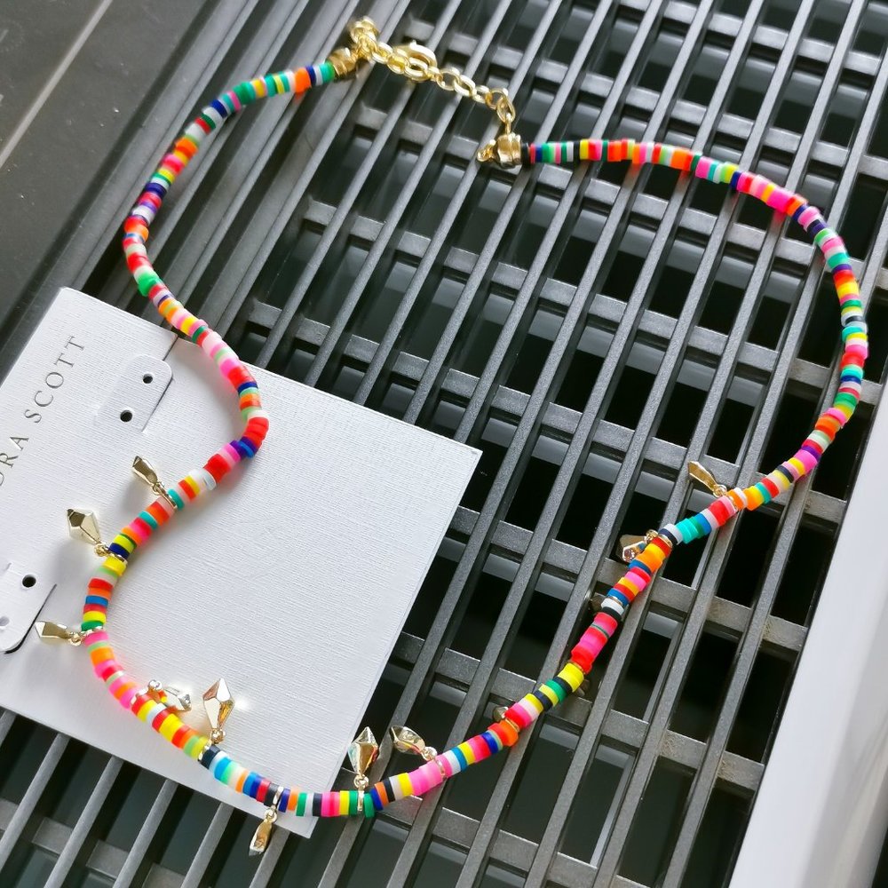 Kendra Scott Reece Choker Necklace Gold Neon Mix